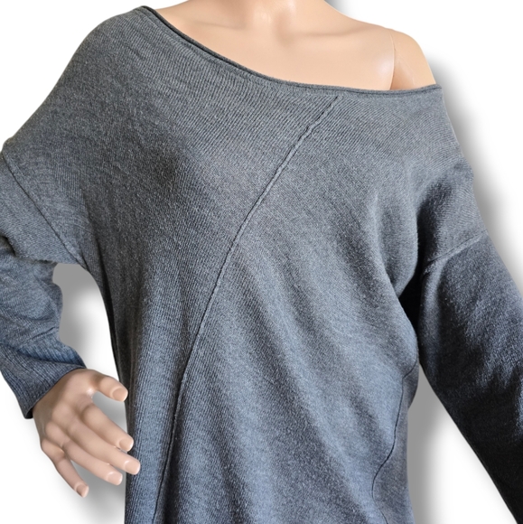 89th & MADISON Women's Gray Asymmetric One-Shoulder Knit Sweater - Picture 4 of 16